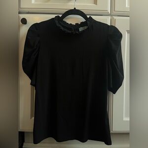 CeCe Black Ruffled Blouse